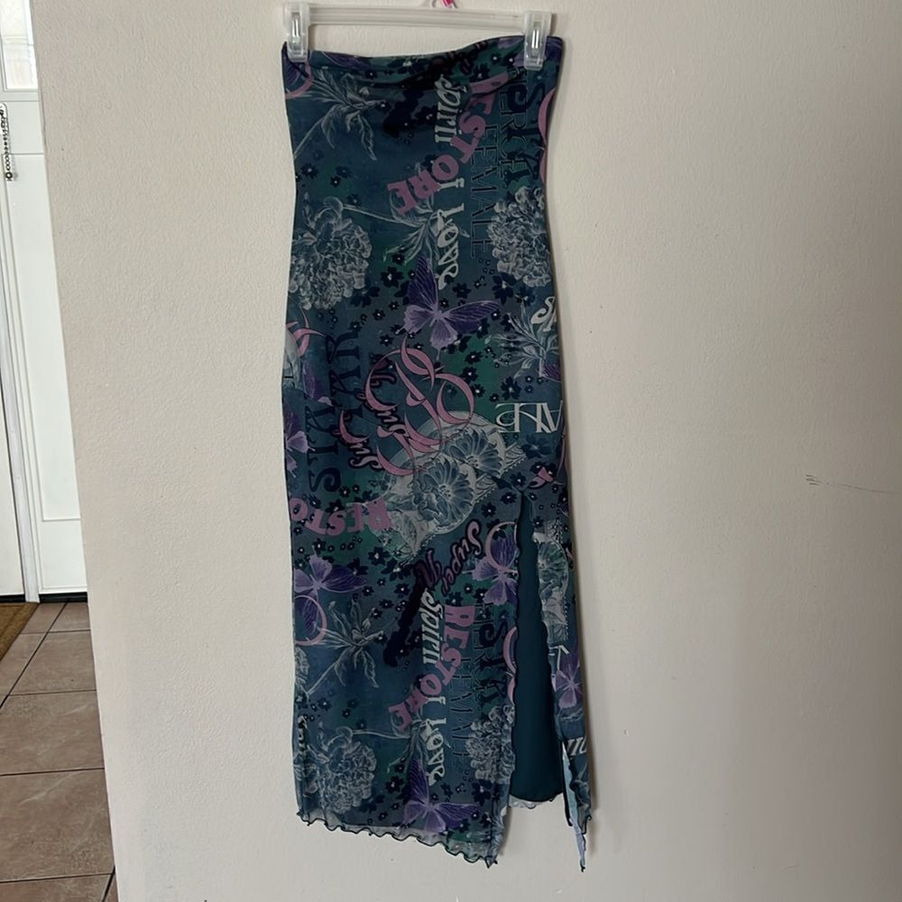 NWOT Urban Outfitters Floral Mesh Strapless Tube MIDI Dress - Picture 2 of 8